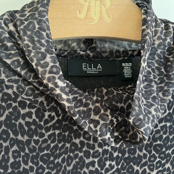 Rafaella Black and Cream Leopard-Print Turtleneck Sweater - Picture 2 of 4